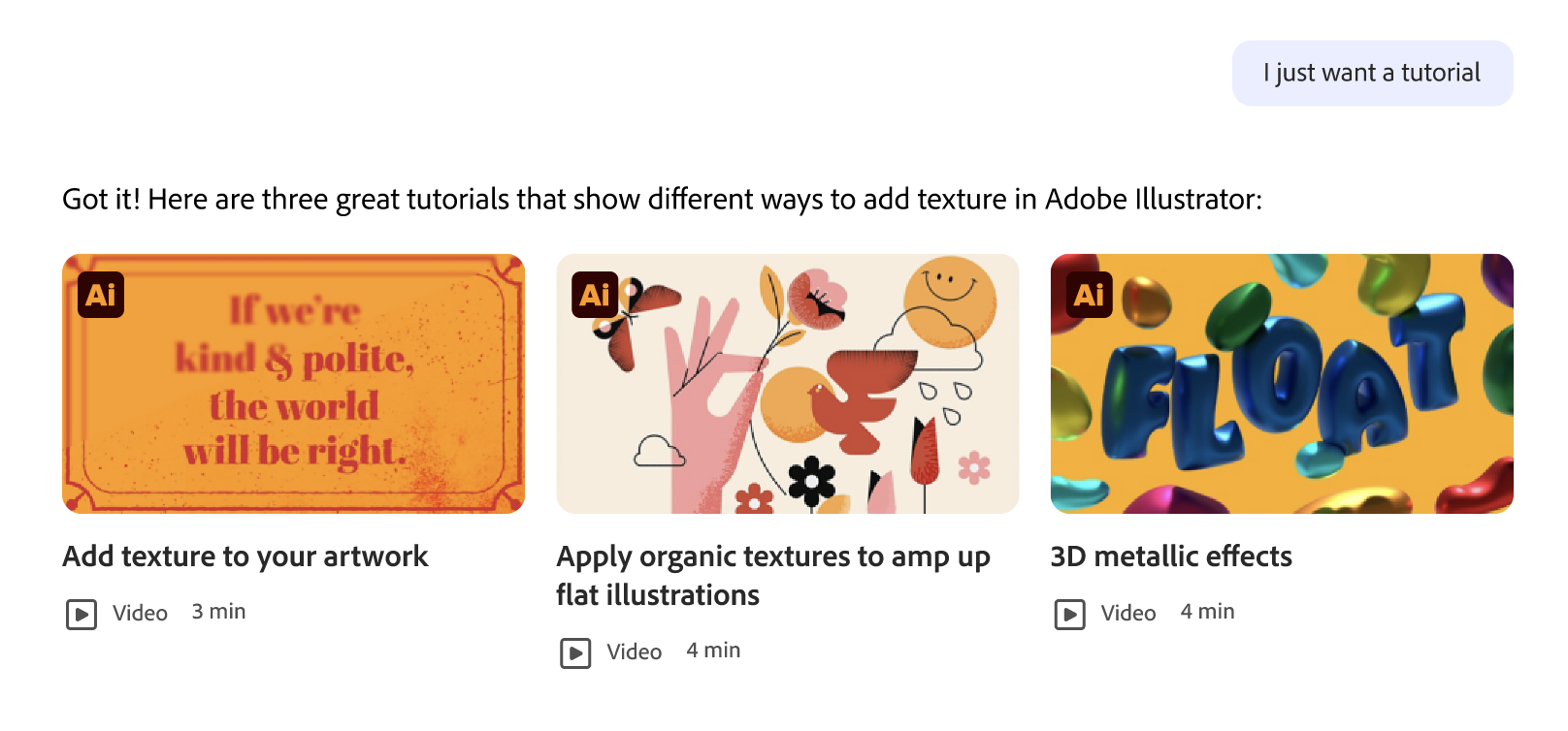 Tutorials option interface