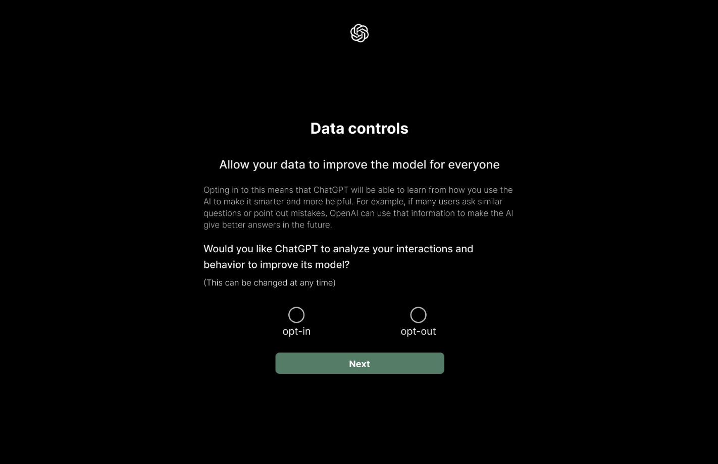 Data Controls page explaining ChatGPT terminology and data usage in clear language