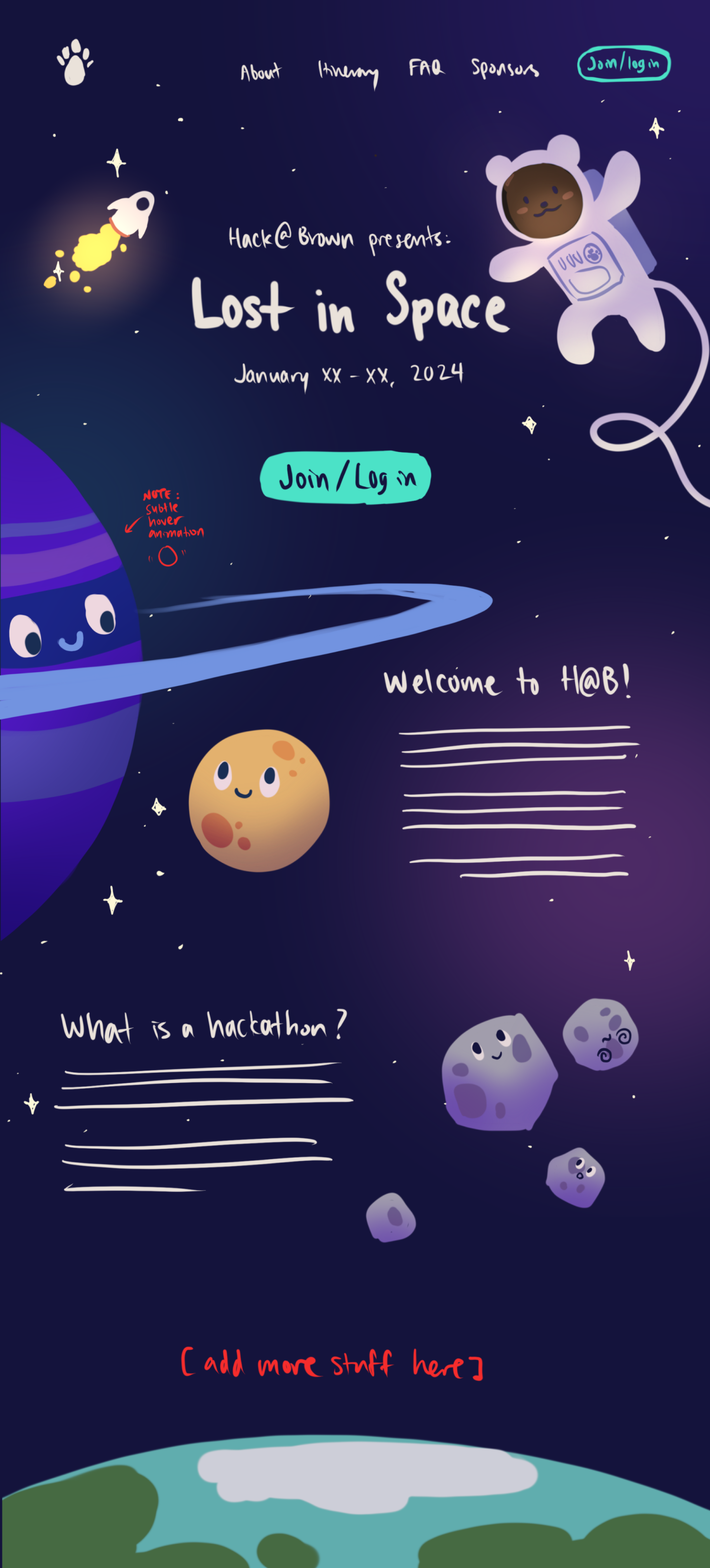 early website layout sketch