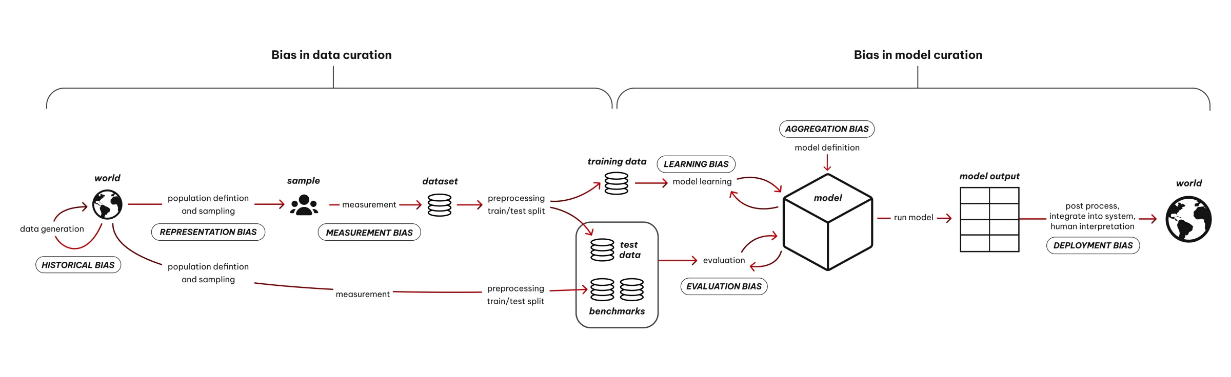 Bias in data and model curation diagram