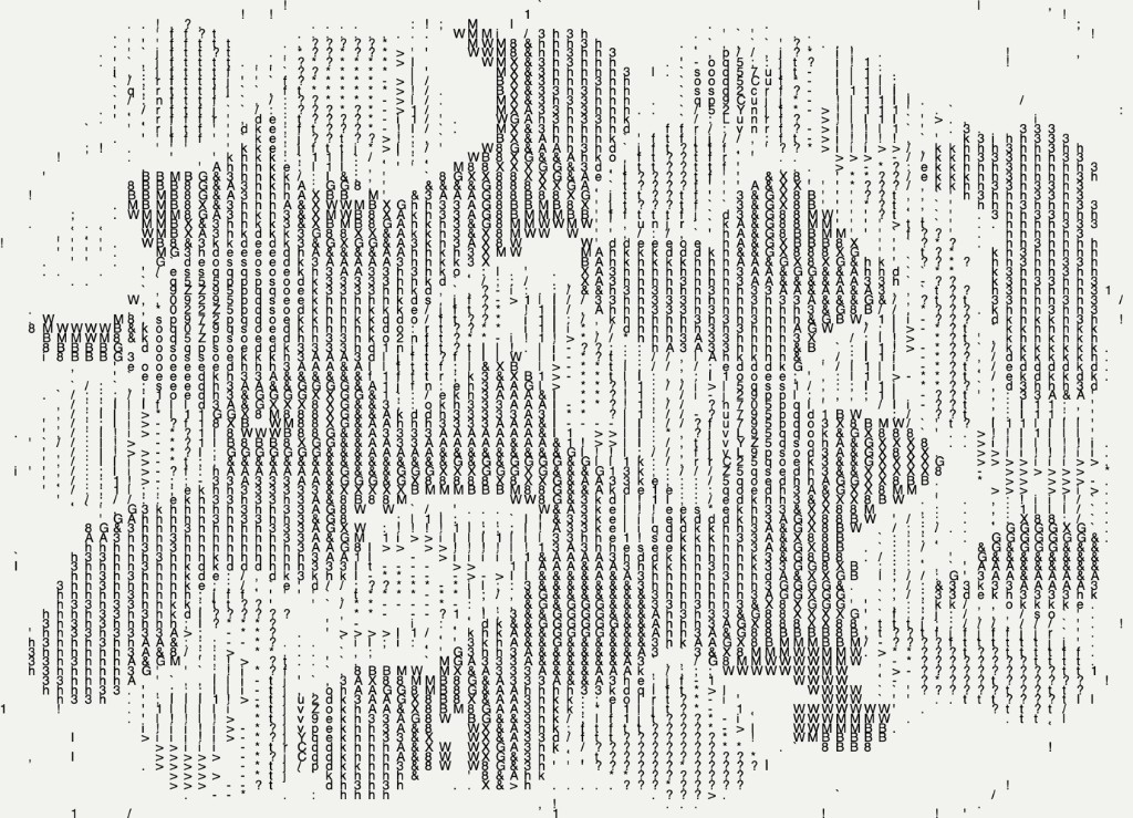 A field of letters and punctuation marks