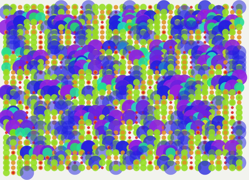Overlapping circles in blue, green, purple, and orange