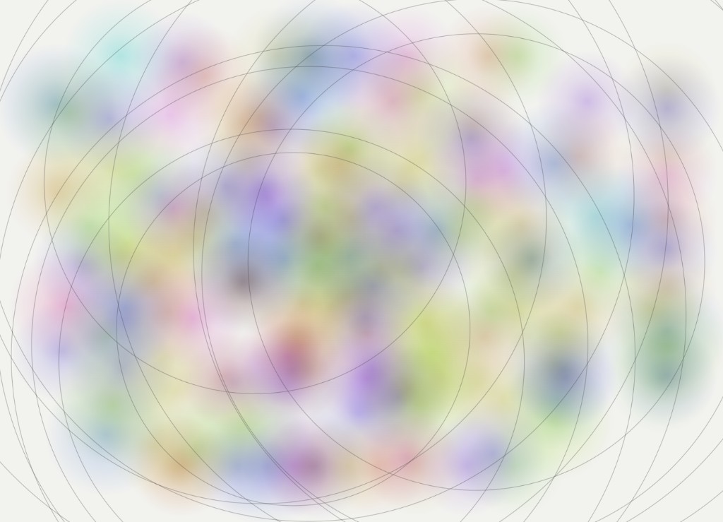 Soft color washes crossed by thin concentric circles