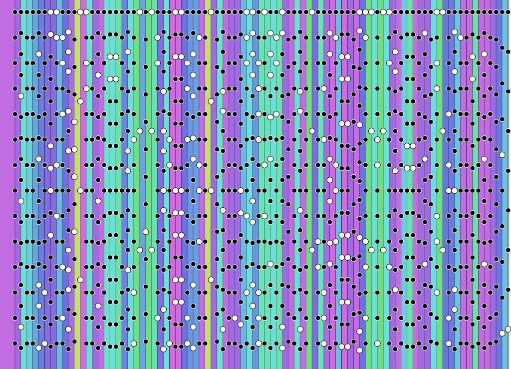 Vertical color stripes with black and white dots arranged in rows