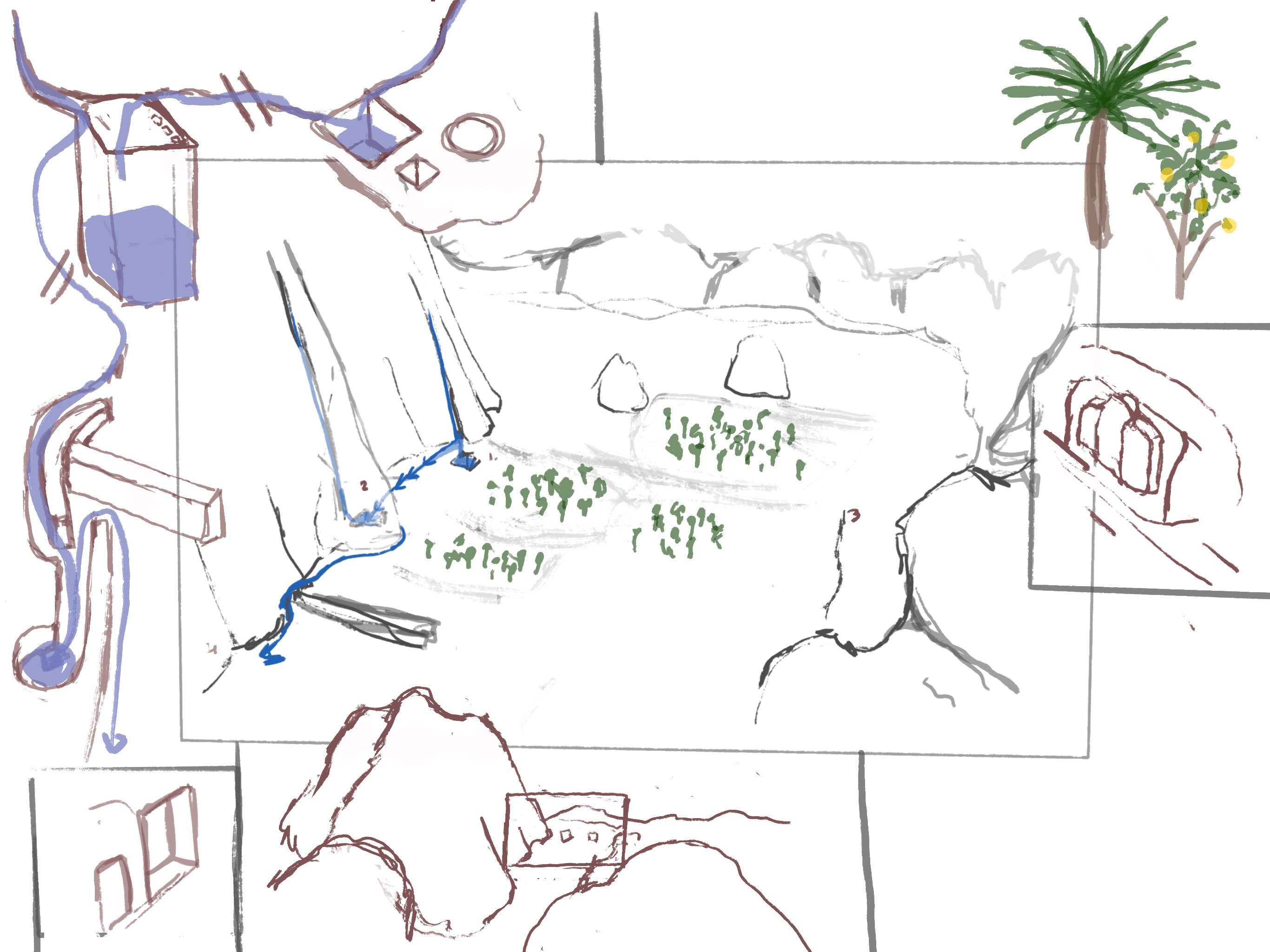 initial sketch exploring cliff layout