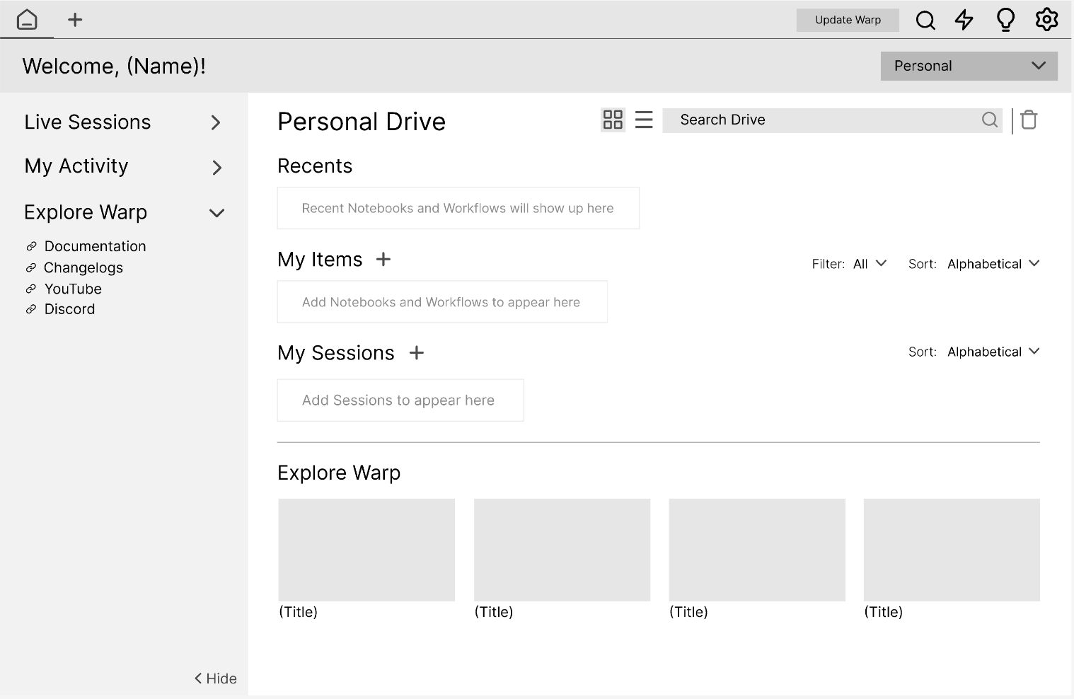 final low-fi for new user state